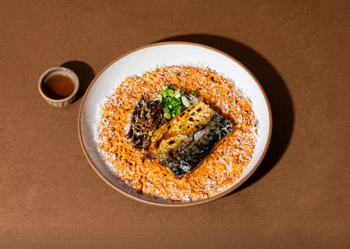 蕨菜烩饭 伴 香煎鲭鱼